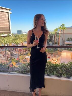 Wild Fable Black Floral Floor-Length Dress XXS